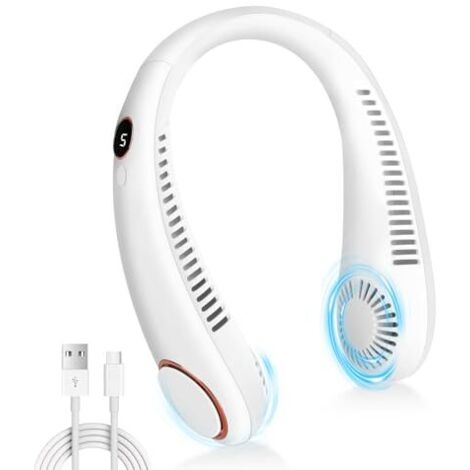 Ventilateur de Cou Portable, Ventilateur de Cou Portable Ventilateur Sans Pale 5 Vitesses, Ventilateur de Cou, Ventilateur Portable pour Bureau, Domicile, Voyage