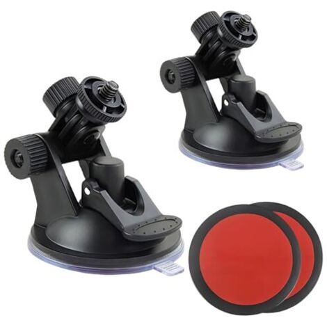 [JAMAIS UTILISÉ]2 Pièces Fixation Ventouse Caméra Surveillance, Support Caméra Ventouse, 2 Disques Fixation Adhésifs Tableau Bord, Réglable à 180, Support de Fixation Murale Intérieure Extérieure (Noi (1/5)