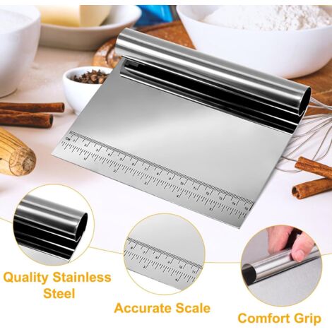 Raclette Hachoir En Acier Inoxydable - Spatule Pâtisserie Multifonction - Pour Couper Pâte, Légumes, Étaler Crème - Dimensions 15x11 Cm - 3