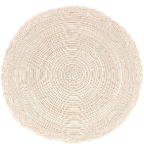 [JAMAIS UTILISÉ]2PCS,Sets de Table tressés Ronds de diamètre 15 Pouces,Coussin de thé manique avec Une atmosphère Rustique,antidérapant résistant à la Chaleur pour la Maison,Restaurants,Bars,cafés - G (1/4)