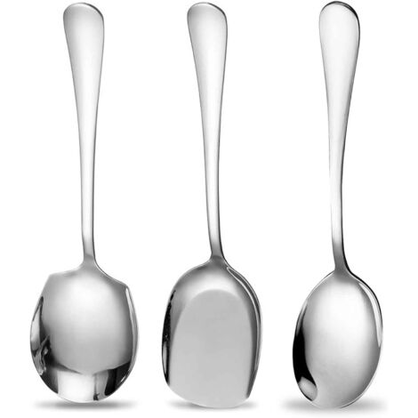 [JAMAIS UTILISÉ]Lot de 3 grandes cuillères de service en acier inoxydable avec longues poignées pour servir la soupe, la cuisine et l'utilisation au restaurant