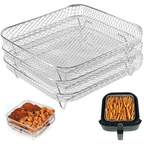 [JAMAIS UTILISÉ]Rack de friteuse à air 3pcs empilable 8,27 Pouces carrés de Tour de Tour Panier de frite (1/5)