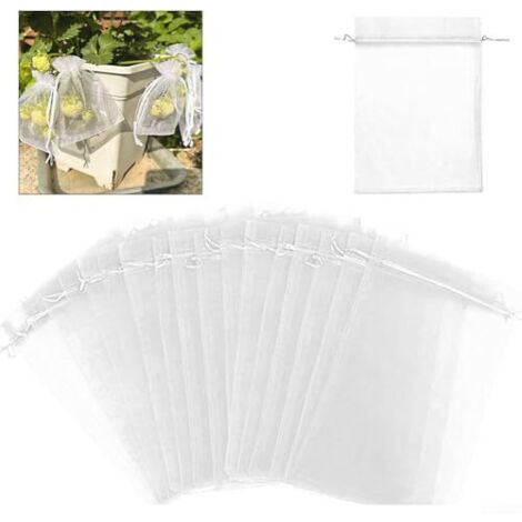 [JAMAIS UTILISÉ]Lot de 100 sacs de protection pour fruits pour arbres et plantes, en organza, lavables et réutilisables, 15 x 20 cm (1/5)