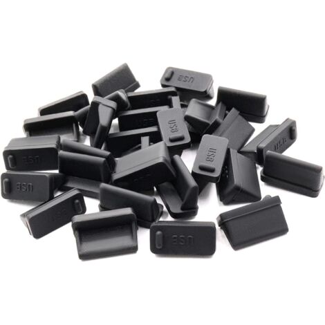 Lot de 30 protections anti-poussière en silicone pour port USB Noir，Largeight (1/5)