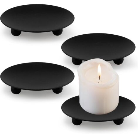 [JAMAIS UTILISÉ]4 Pièces 7cm Plaques de Bougie en métal Retro Candélabres Bougeoir Plateau Plaques Candélabre Pilier, Design Rétro Élégant, Idéal pour Décoration de Mariage, Maison, Anniversaire (1/5)