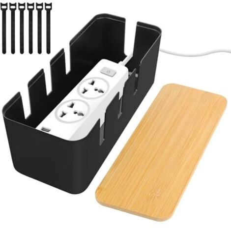 [JAMAIS UTILISÉ]Boîte De Rangement pour Câbles, Cache Cable Boite Rangement Cable avec Couvercle en Bambou, Cache Prise Electrique pour Organiser Les Câbles Et Les Dissimuler