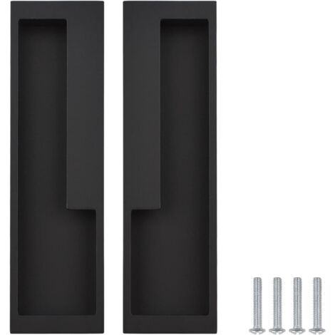 [JAMAIS UTILISÉ]2 Pack 7.87 Inch Aluminum Alloy Recessed Sliding Door Handles Modern Simple Pull Handles for Barn Drawer Closet Wardrobe Cupboard Door Handles Matte Black (1/5)
