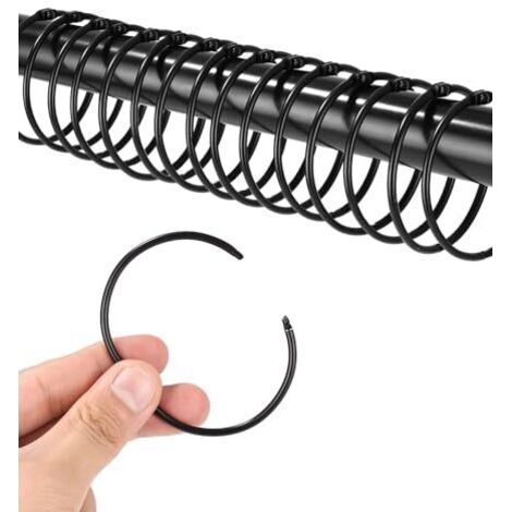 [JAMAIS UTILISÉ]42 Pièces Anneaux de Rideau à Ouvrir de 50 mm - Clips Métalliques pour Rideaux et Tringles de Douche (Noir) (1/5)
