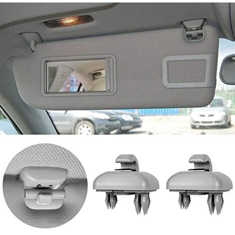 Lot de 2 crochets pour pare-soleil de voiture - Compatible avec Audi A1 A3 A4L A5 A6L A7 Q3 Q5 (8E0 857 562) A7 B6 B7 B8 S4 S5, gris