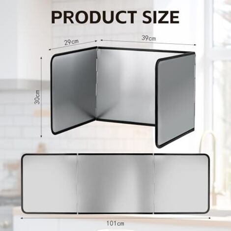 Plaque Anti-projections Pour Cuisinière - 2 Pièces Pliables, 3 Côtés, En Aluminium, 84x32.5 Cm Dépliée - 9