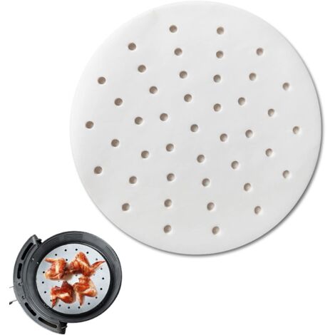 [JAMAIS UTILISÉ]Lot de 200 papier-four pour friteuse à air, 17,8 cm de diamètre rond, tapis anti-adhésif, perforé, papier de 7 pouces, pour friteuses et vaporisateurs (1/5)