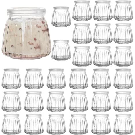 Lot De 6 Pots En Verre 100 Ml Avec Couvercle – Mini Bocaux Pour Yaourt, Pudding, Dessert, Épices, Confiture – Sans BPA, Lavables Lave-Vaisselle