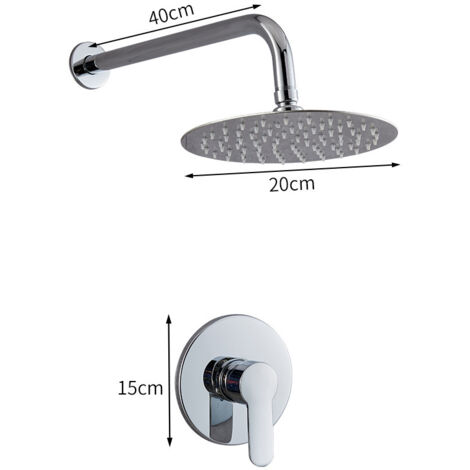 [JAMAIS UTILISÉ]Kit de garniture de douche à fonction unique Ensemble de robinet de douche mural 8" (environ 20,3 cm) Ensemble de pomme de douche et de poignée Ensemble de système (1/3)