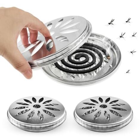 [JAMAIS UTILISÉ]3 Pièces Support de Bobine Anti-Moustique, Porte Spirale Anti Moustique Exterieur, Acier Inoxydable Boîte à Spirales Anti-Moustiques, pour Maison, Jardin, Camping, Pêche (1/5)