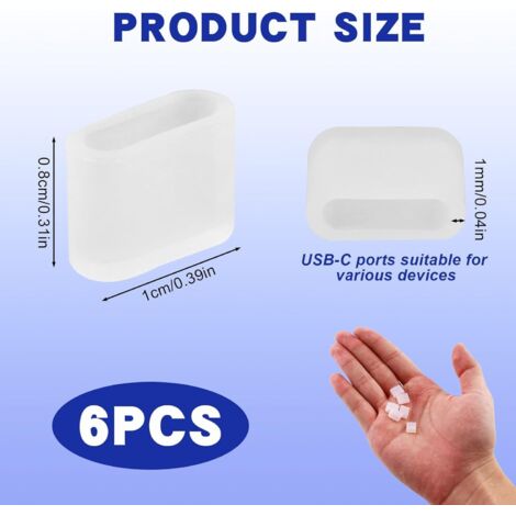 Capuchons De Protection USB-C FeJu Lot De 6 - Bouchons Anti-Poussière Transparents Pour Port Type-C