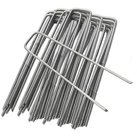 Lot de 20 piquets de jardin en forme de U pour sécuriser la pelouse, la ferme, les mauvaises herbes, les paysages, etc. 15 cm (1/5)