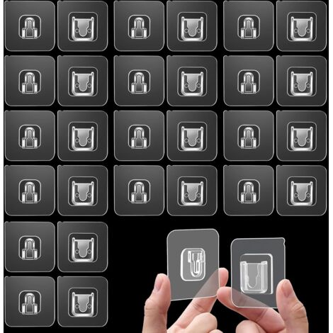 Lot De 24 Crochets Auto-adhésifs Transparents,Crochet à Vis Mural Sans