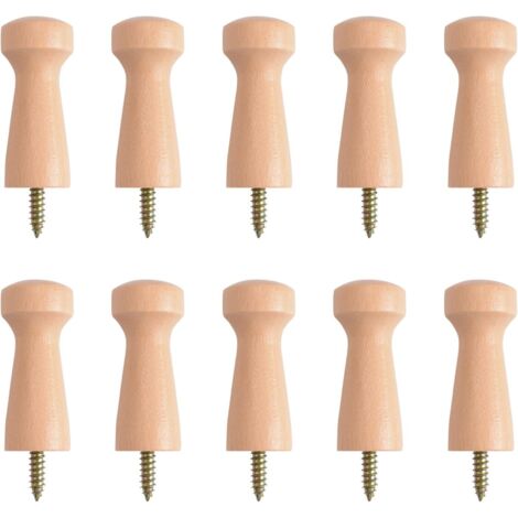 [JAMAIS UTILISÉ]Pack of 10 Decorative Wall Hooks Solid Wood Screw Hooks for Doors Edges Stair Cabinets (1/5)