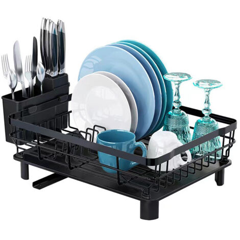 [JAMAIS UTILISÉ]Égouttoir à vaisselle, égouttoir à vaisselle peu encombrant, égouttoir de comptoir de cuisine avec support d'ustensiles amovible, support d'assiettes et égouttoir, 11 pouces de large x (1/5)