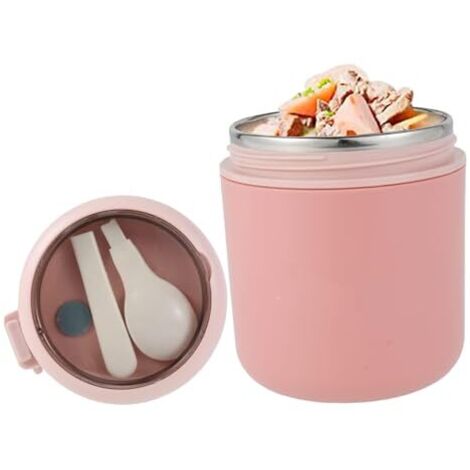Gardez les contenants chauds alimentaires, 530 ml de récipient alimentaire isolé en acier inoxydable, boîte à lunch isolée à bouche large portable avec cuillère pliable pour le travail de bureau l (1/5)