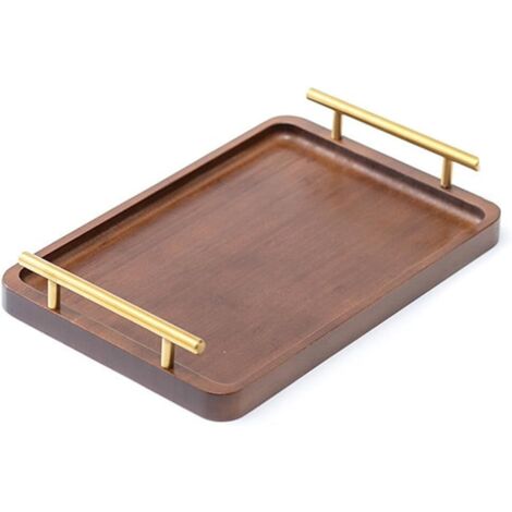 [JAMAIS UTILISÉ]Plateau à Thé en Bois avec Poignée pour Rangement Ménager S,Plateau à Thé en Bois avec Poignée pour Rangement Ménager S (1/4)