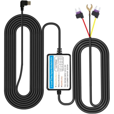 [JAMAIS UTILISÉ]Kit de câbles pour caméra embarquée, port USB-C, kit de câblage dur de 3,5 m, mini-fusible, 12 V-30 V à 5 V/3 A, kit de câble dur de type C, kit de cordon d'alimentation pour caméra de (1/4)