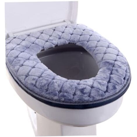 [JAMAIS UTILISÉ]Couvoirs de siège de Toilette, Coussin de siège de Toilette Extensible Chaud, Couvercle de siège de Toilette en Tissu Lavable, siège de Toilette épaissis Doux (Gris) (1/5)