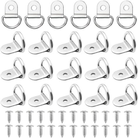 20 Pièces Anneaux d'Arrimage en D Anneau Arrimage INOX 304 Anneau Arrimage Remorque Anneau Ancrag Anneau Crochet de Montage d'arrimage Anneaux d'arrimage Pliables avec 20 Pièces Vis (1/5)