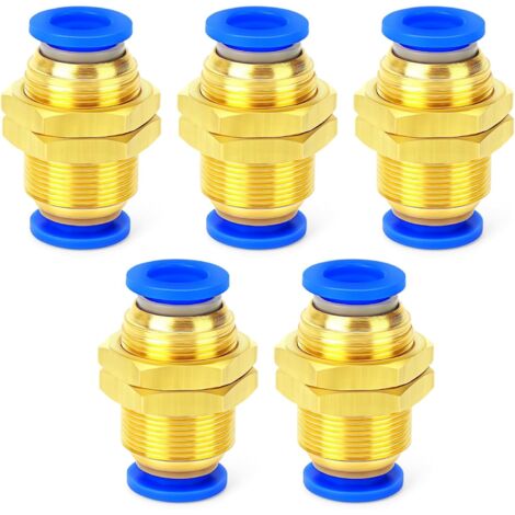 5pcs 4mm manchon de carte diamètre extérieur passe plat raccord pneumatique rapide (1/4)