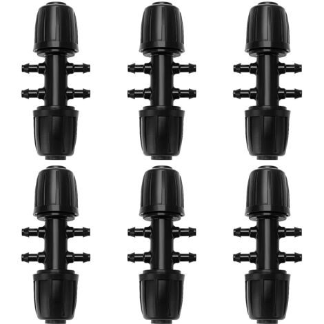 [JAMAIS UTILISÉ]6-Way Irrigation Pipe Connector for 13/16 mm to 4/7 mm 6-Way Irrigation Connector for Gardens, Lawn, Black