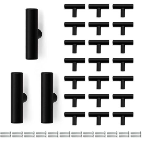 [JAMAIS UTILISÉ]24 Pcs 50MM mat noir armoire poignée cuisine t - grip en acier inoxydable pour armoires, tiroirs, armoires (1/4)