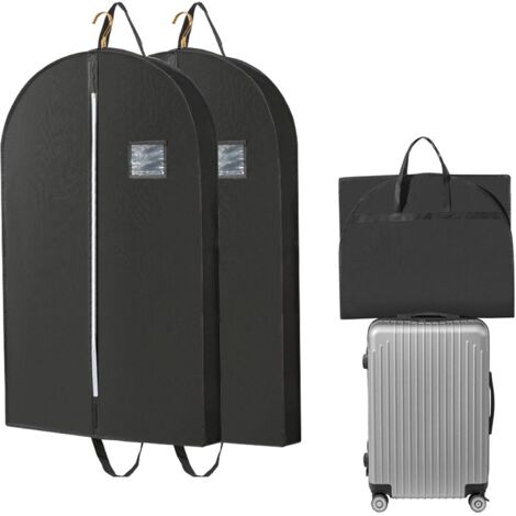 2 Packs Housse Vetements à Suspendre 110 60 10cm, Housse Costume Voyage avec Poignées pour Vêtements, Manteaux, Vestes, Chemises (Noir) (1/4)