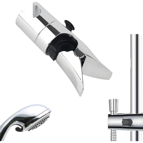 [JAMAIS UTILISÉ]Support de pommeau de douche, sans perçage, pour barres de douche de 18 à 25 mm de diamètre extérieur, réglable à 360 °, argenté (1/5)