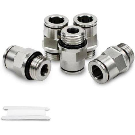 5 Raccords Pneumatiques Rapides 1/4BSP Mâle Vers 12mm OD - Lot Neuf Sous Blister