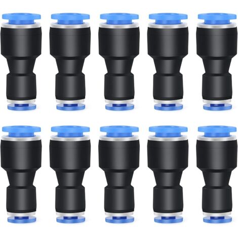 10 pièces 10 mm de diamètre extérieur x 8 mm de diamètre extérieur réducteur droit pour connecter les raccords, raccord de réducteur de tube de tuyau d'union pneumatique (1/4)