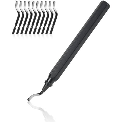 ® Outil D'ébavurage Manuel, 1 Manche en Métal + 11 Lames BS1010 HSS Lames D'ébavurage Rotatives en Métal à 360° pour Tuyaux D'impression 3D, Plastique, Aluminium, Cuivre, PVC et Acier (1/5)