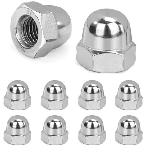 Écrou Borgne M10 Hexagonal Ecrou Borgne en Acier Inoxydable Écrous Borgne pour Vis Boulons Filetés Tiges Filetées Conforme à Norme DIN 1587 10 Pièces