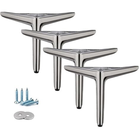 [JAMAIS UTILISÉ]Lot de 4 Pieds Noir de Titane Meubles Triangulaires de 15cm, Processus de Polissage de Galvanoplastie, pour Armoire, Canapé, Table Basse, Meuble TV et Autres Meubles (1/5)