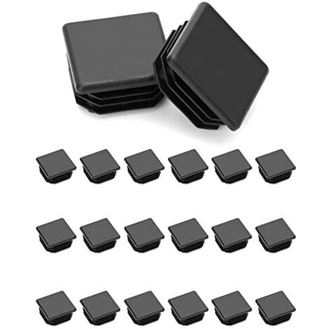20 PCS 30 x 30 mm Bouchons à lamelles pour Tube carré, Embout de Bouchon en Plastique Noir carré pour Tube de Tuyau, Plastique polyéthylène, Bouchons d'extrémité (1/5)