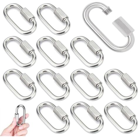14 Pièces Mousqueton a Vis M4 Maillon Rapide en Acier Inoxydable 304 Mousqueton à Verrouillage avec Capuchon à Vis Mousqueton Fixe pour Connecter des Cordes Chaînes Gréement (1/5)