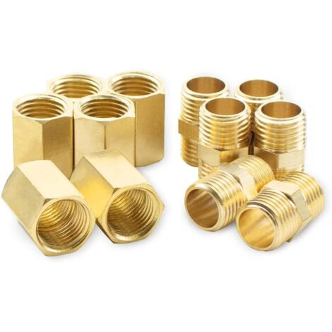 [JAMAIS UTILISÉ]4 pièces 1/4 "à 1/4" femelle et mâle BSP filetage laiton hexagonal mamelon et connecteur de couplage hexagonal pour la Conversion de raccordement de tuyau (1/4)