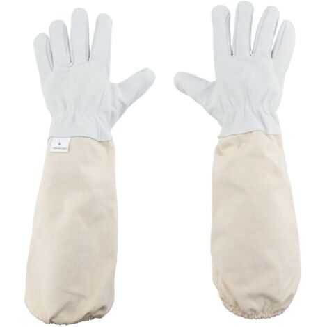 Gants d'apiculture en peau de chèvre avec manches ventilées Taille L,Largeight