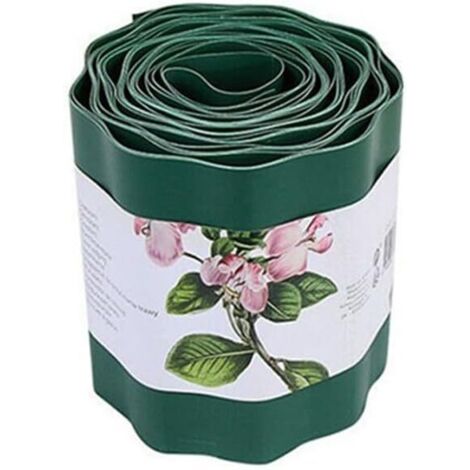 Bordure en plastique souple vert de 9 mètres de 10 cm, 15 cm, 20 cm de haut, bordure de pelouse pour séparer la pelouse et les parterres de fleurs (15 cm x 9 m) (1/5)