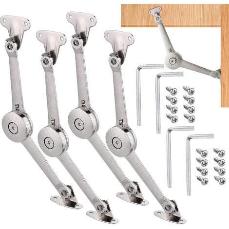 Soft-Close Lid Support Hinge with Screws and Allen Key Zinc Alloy Folding Hinges with Variable Opening Angles for Kitchen Door Cabinet 4 Pack (1/5)
