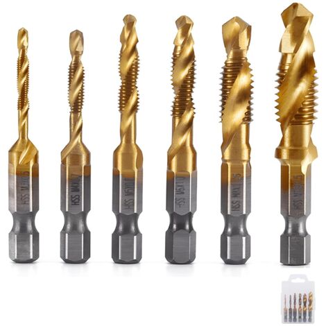 [JAMAIS UTILISÉ]Jeu de Forets de Taraudage HSS, Lot de 6 Tarauds Filetés, Filetage Métrique M3-M10 Forets, Foret Taraud Filetage Métrique pour Tarauder Différents Fils