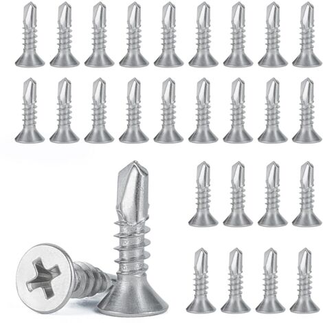 [JAMAIS UTILISÉ]150 Pièces de Tôle de 4.2 x 16 mm Vis Autotaraudeuses en Tôle, Vis Autoforeuse Metal, Acier Inoxydable 410 Vis à Tête Plate Phillips, pour Métal Bois Meubles Appareils électriques Prod (1/5)