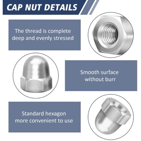 Lot De 25 écrous à Bouchon Hexagonaux M5-0.8 En Inox DIN1587 - Pour Assemblages étanches