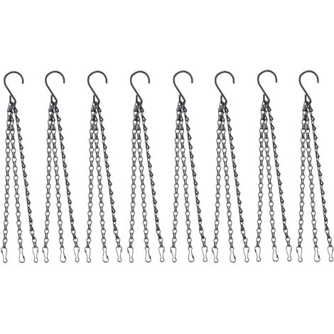 [JAMAIS UTILISÉ]8 Pièces Chaîne Suspendue avec Clip, 40cm Métal Cintre De Panier Suspendu 3 Pattes Chaîne De Suspension De Plante pour Pot De Fleurs Jardinières Mangeoires pour Oiseaux Lanternes (Noir (1/5)