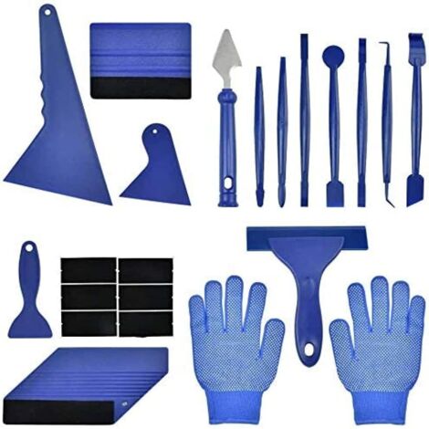 [JAMAIS UTILISÉ]21 Pcs Kits D'outils d'emballage De Vinyle De Voiture, 8 Pcs Raclette Micro Stick, 2 Formes Raclette en Feutre avec 6 Pcs Feutres De Rechange, Gants, Kit D'outils De Lissage De Film Vi (1/5)