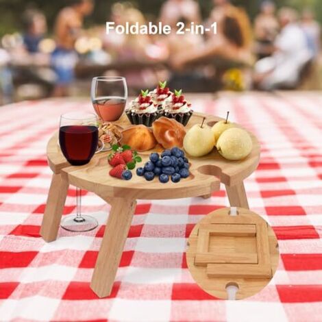 Petite Table Pique-Nique Pliable Bois 24x11 Cm - Portable Camping Plage Bateau Extérieur Intérieur Peukerty